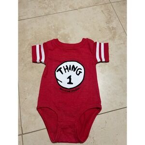 Universal Studios Dr Seuss Thing 1 Red Infant Bodysuit 6M Short Sleeve One Piece